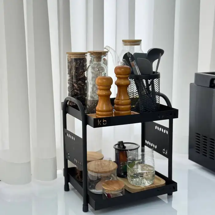 استند دو طبقه فلزی مشکی ضدزنگ کادوما کد 8133