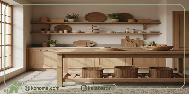 وسایل چوبی نظم‌دهنده در دکور خانه و آشپزخانه شیک