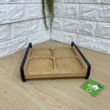 اردو چهار خانه چوبی ضدآب با دسته فلزی | کد 8382